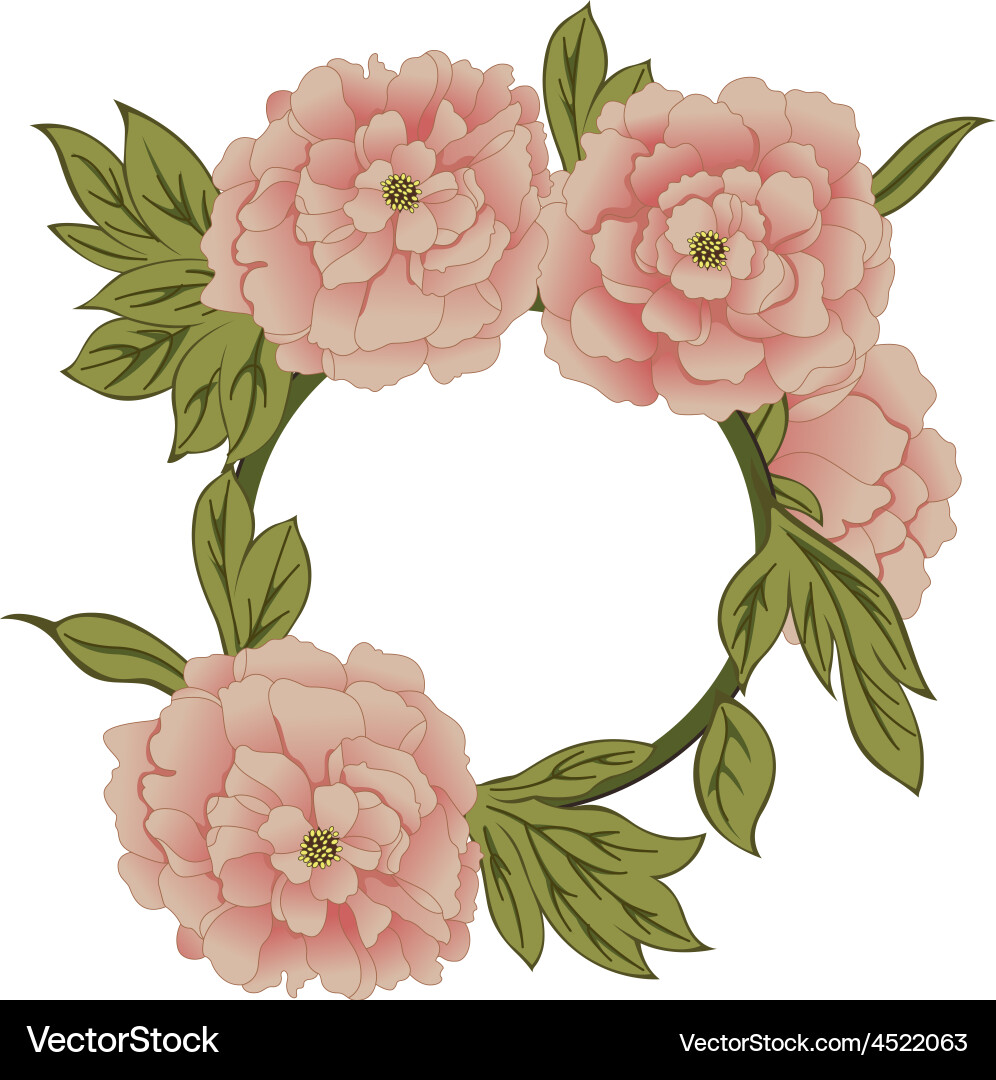 Background with peonies frame Royalty Free Vector Image