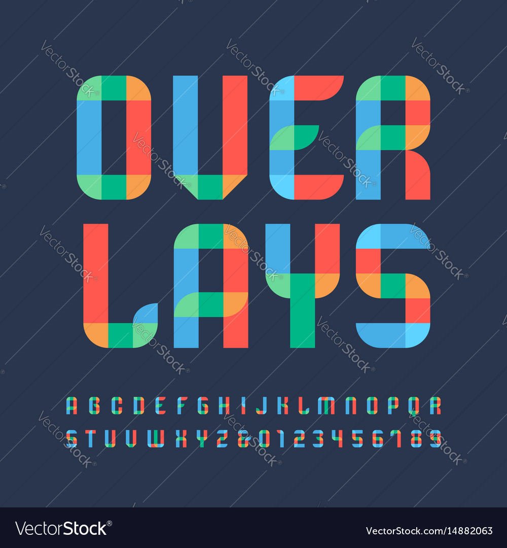 Color font alphabet with overlay effect letters Vector Image