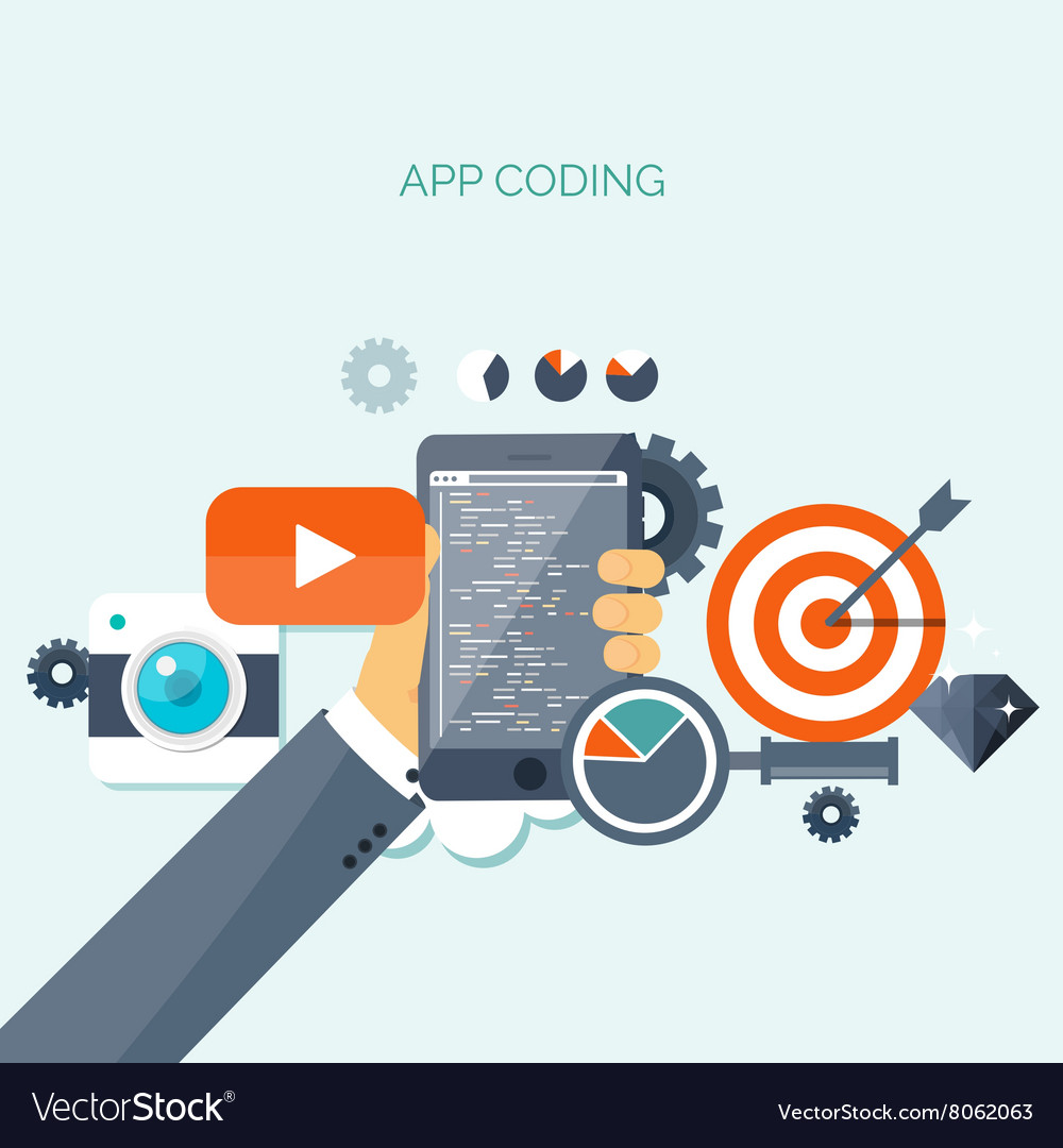 Flat background coding Royalty Free Vector Image