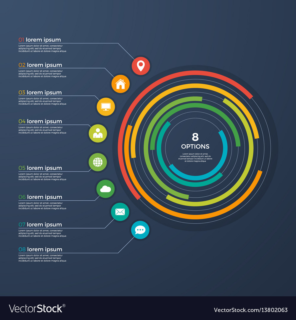 Chart 8. Круговая инфографика. Инфографика представление вариантов. Инфографика 8 кругов. Круговая инфографика шаблон.