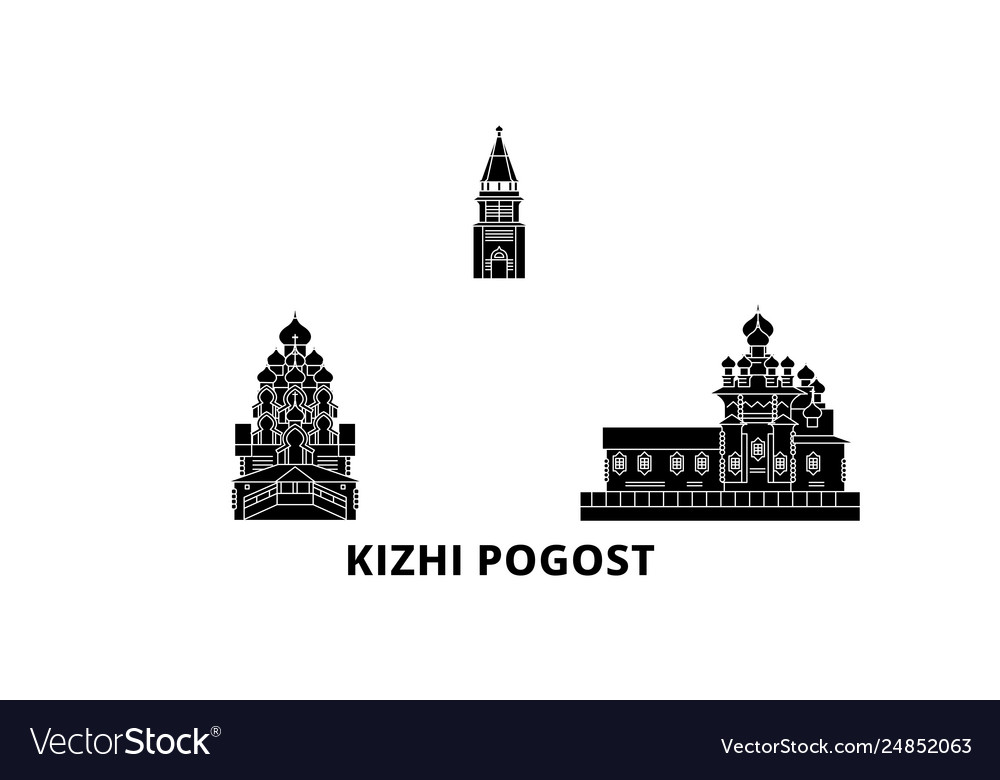 Russia kizhi pogost flat travel skyline set Vector Image