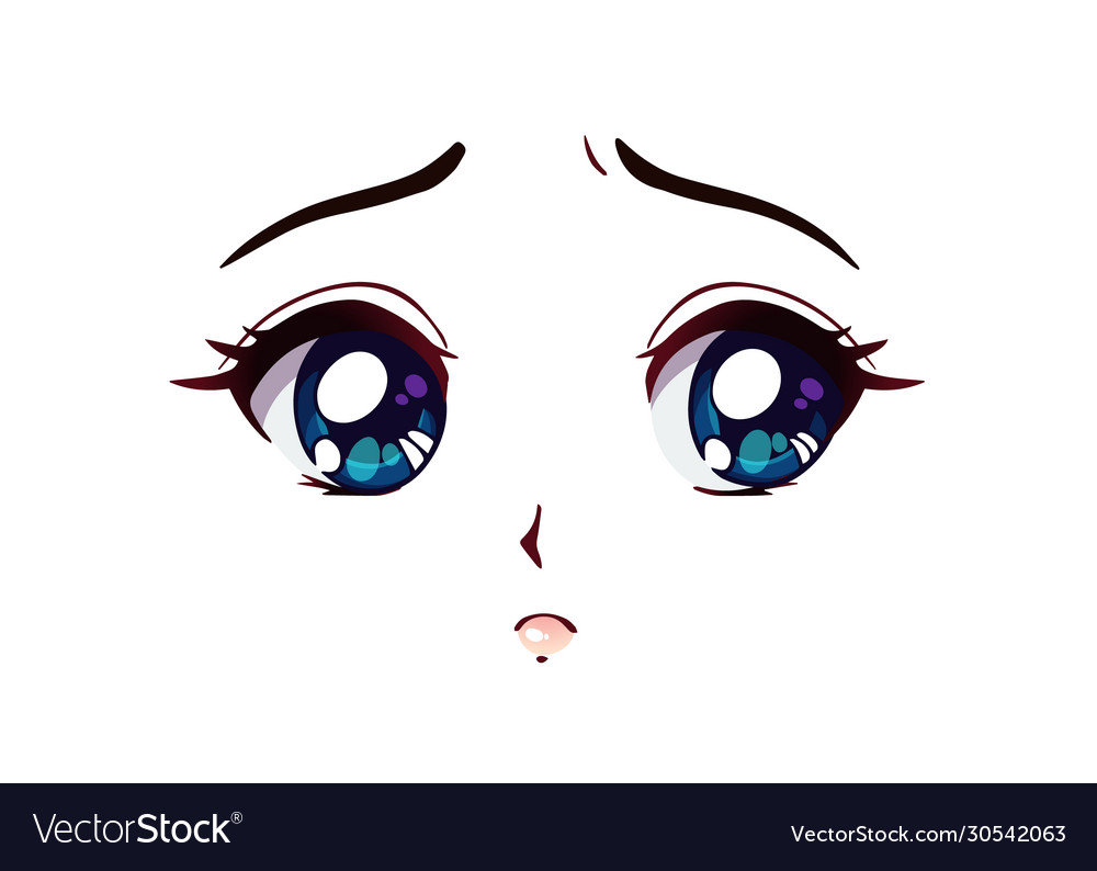 Scared anime face manga style funny eyes Vector Image