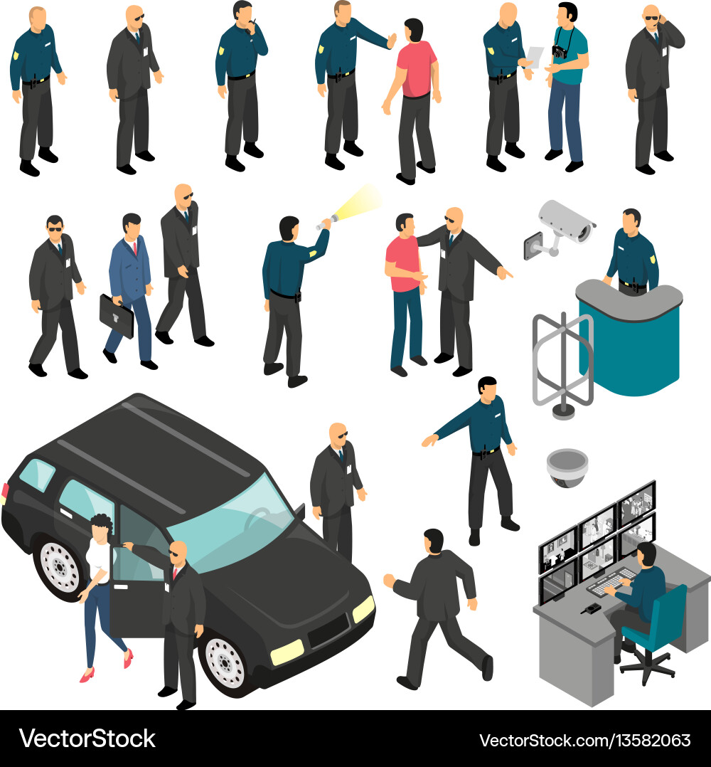 Security isometric set Royalty Free Vector Image