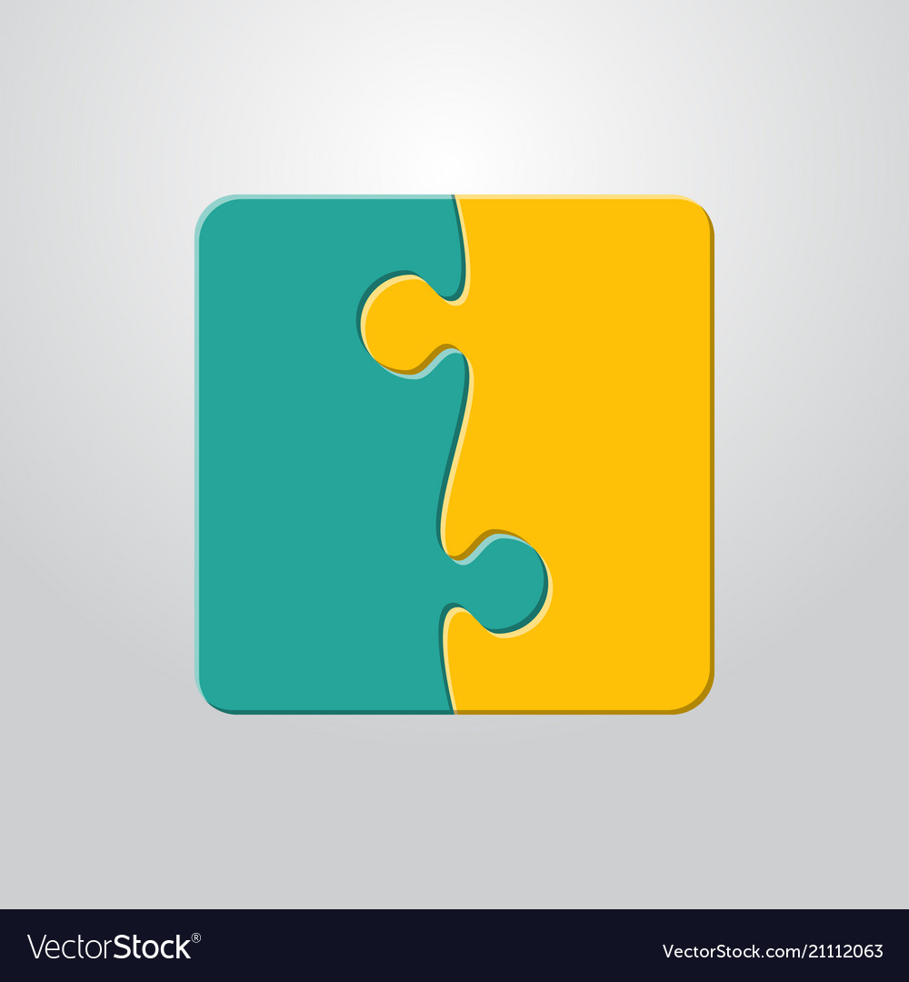 Two piece puzzle 2 step puzzle jigsaw pieces Vector Image