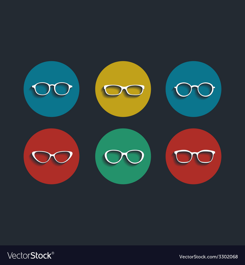 Black glasses icons set on white background Vector Image