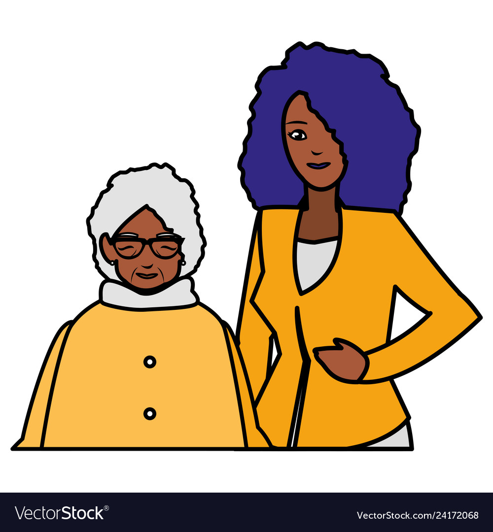 Cute Grandmother With Daughter Black Characters Vector Image