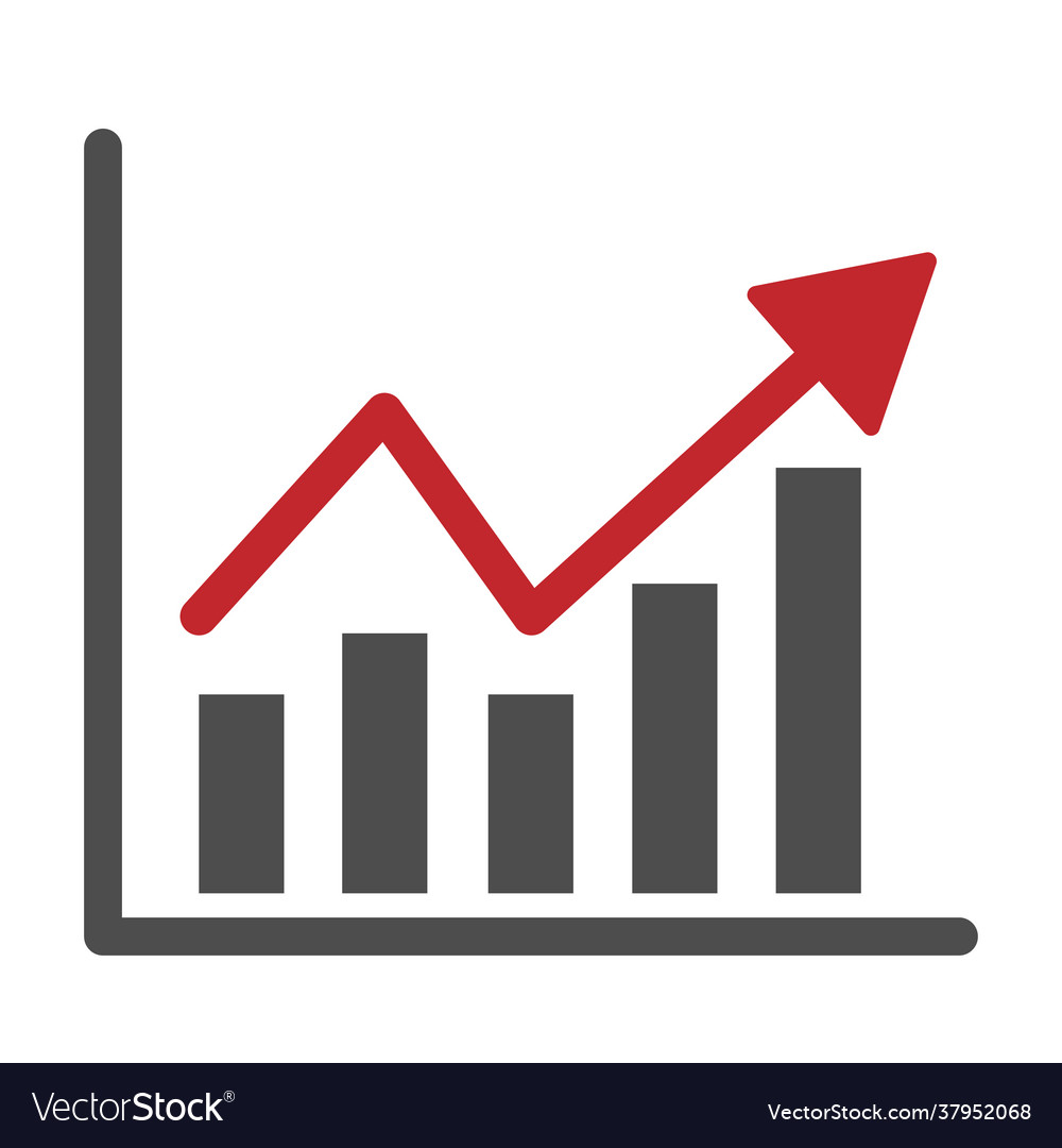 Growing Bar Graph Clipart Icon Isolated On White Vector Image