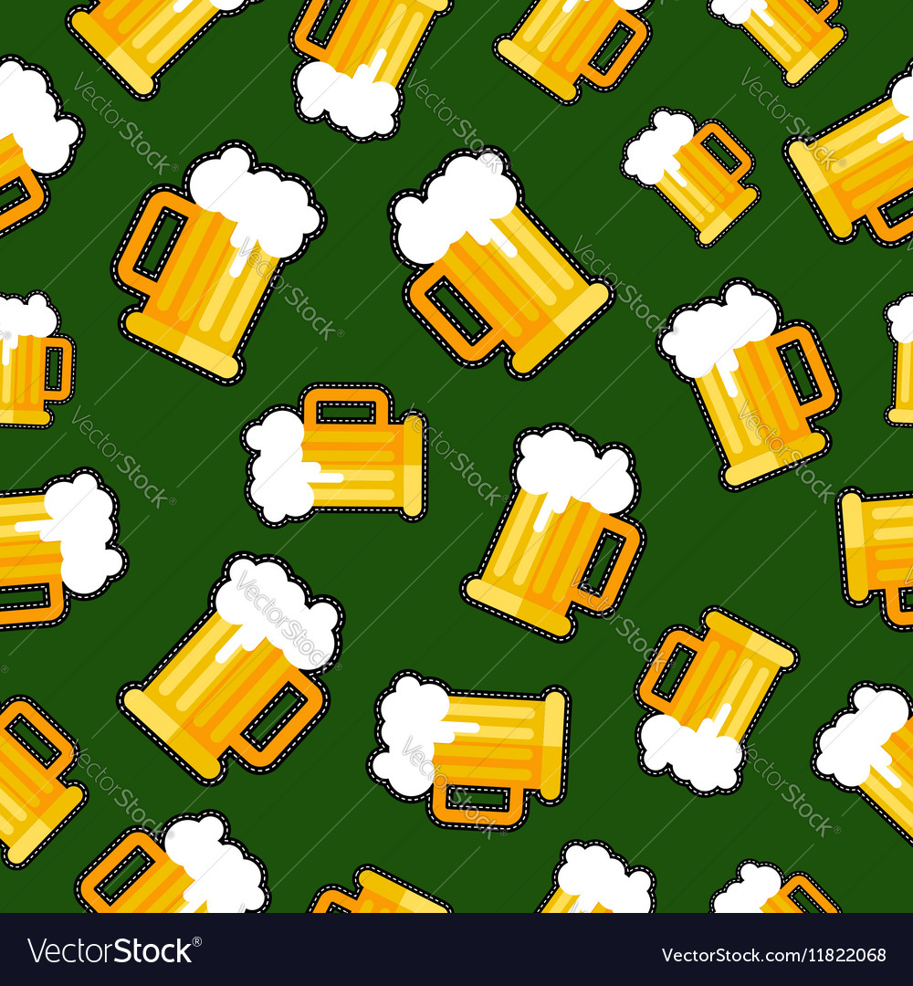 Seamless background with beer patch designs Vector Image