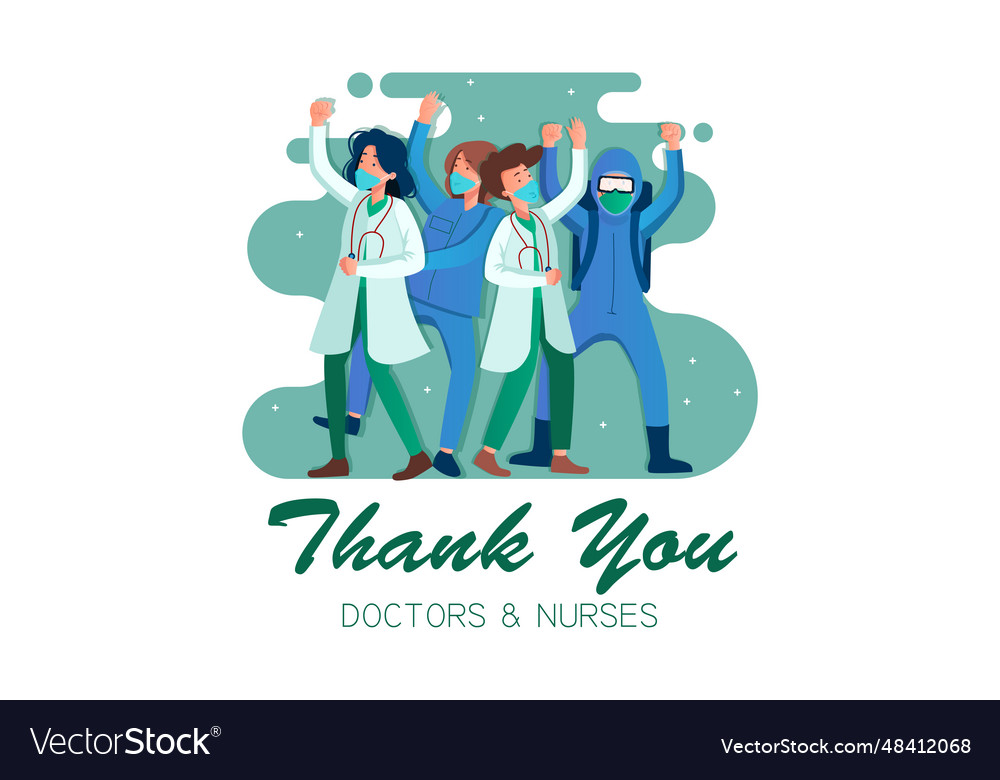 Thank You Doctors And Nurses Concept Flat Vector Image