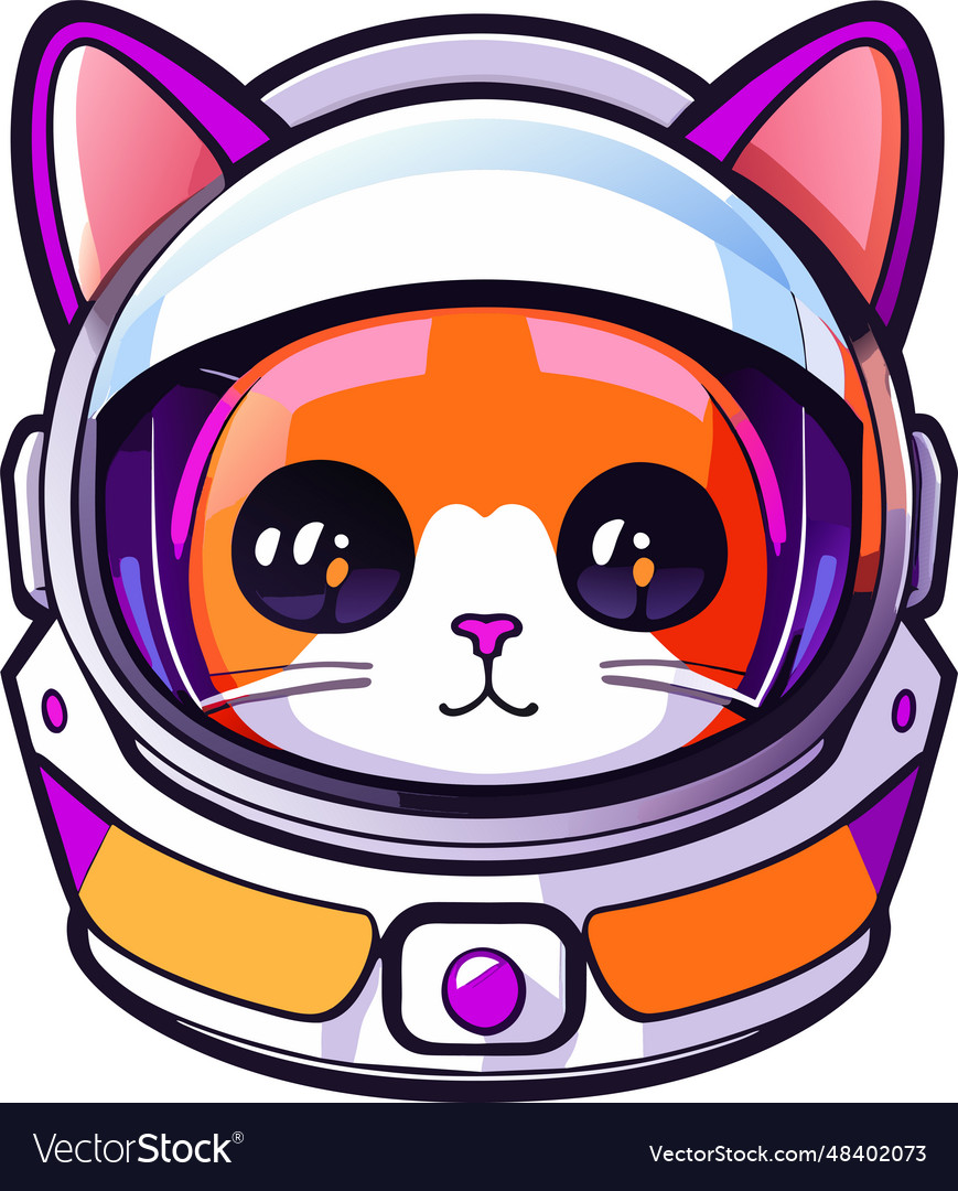 Astronaut cute cat on white background avartar Vector Image