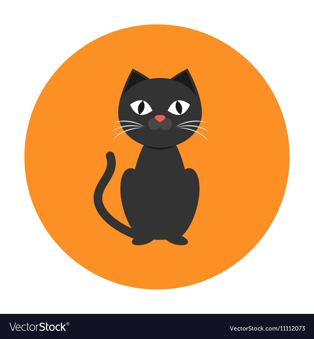 Black cat icon flat style isolated on white Vector Image