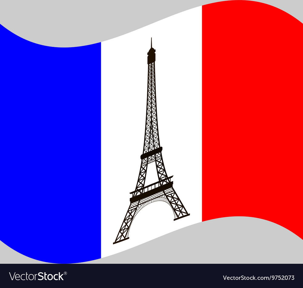 France Flag With Eiffel Tower Royalty Free Vector Image