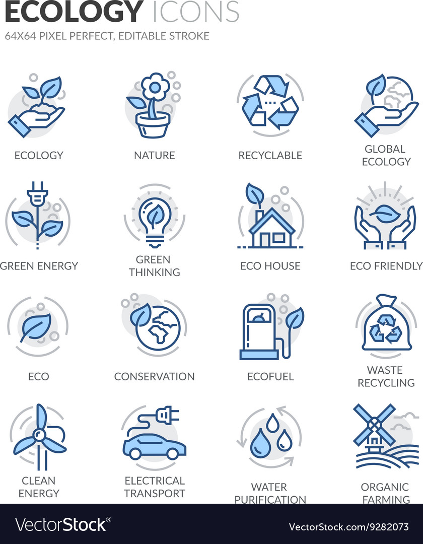 Line Ecology Icons Royalty Free Vector Image - VectorStock