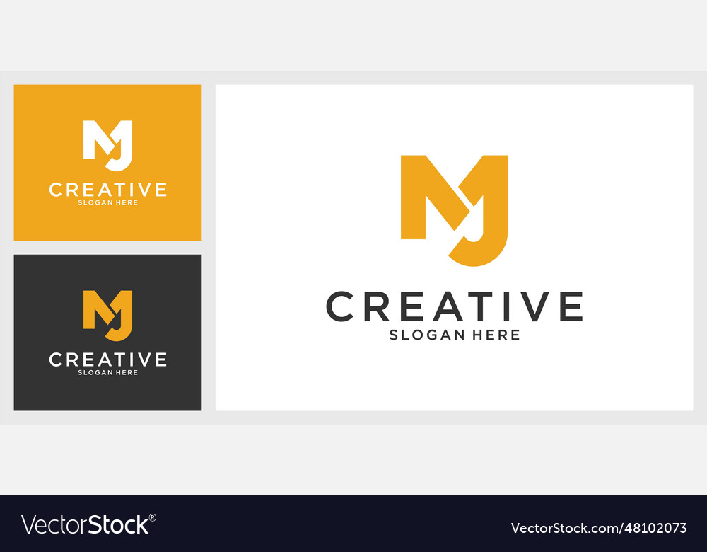 Mj or jm initial letter logo design Royalty Free Vector