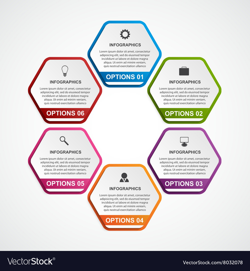 Abstract hexagon infographics template Royalty Free Vector