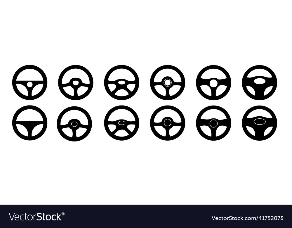 Car steering wheels icon set isolated Royalty Free Vector