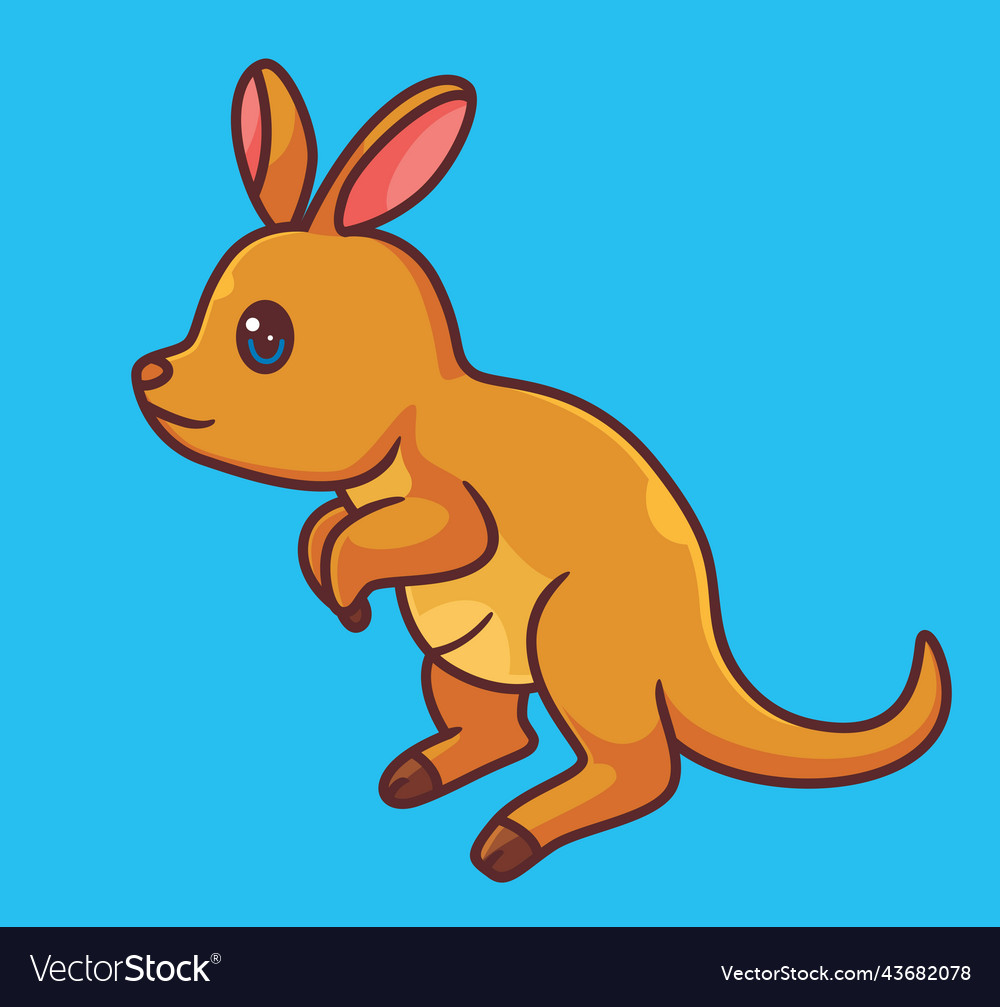 Cute cartoon kangaroo isolated cartoon animal Vector Image