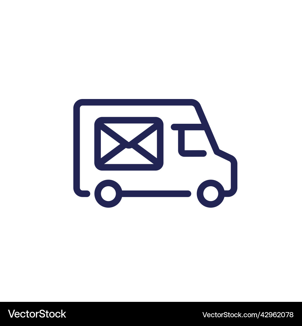 Mail truck line icon on white Royalty Free Vector Image