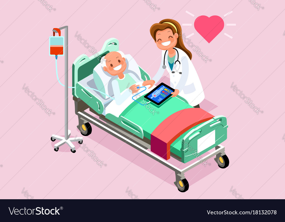 Therapist and elderly patient isometric people Vector Image