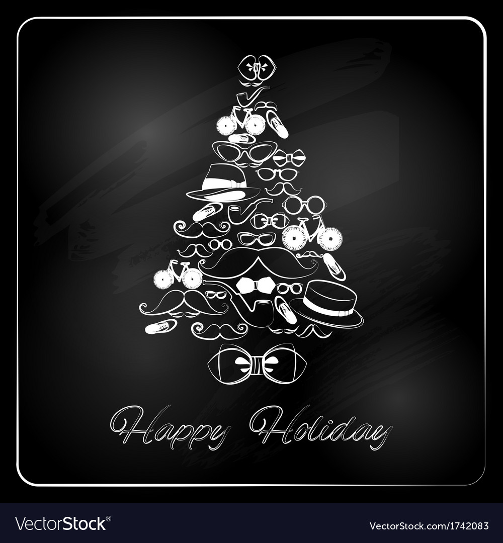 Christmas Tree With Hipster Gifts Chalkboard Vector Image Christmas Tree With Hipster Gifts Chalkboard Vector Image