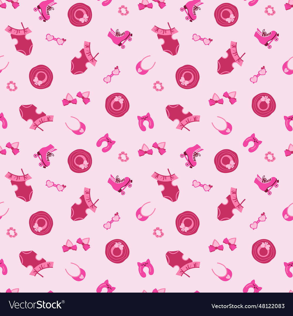 Pink doll seamless pattern Royalty Free Vector Image