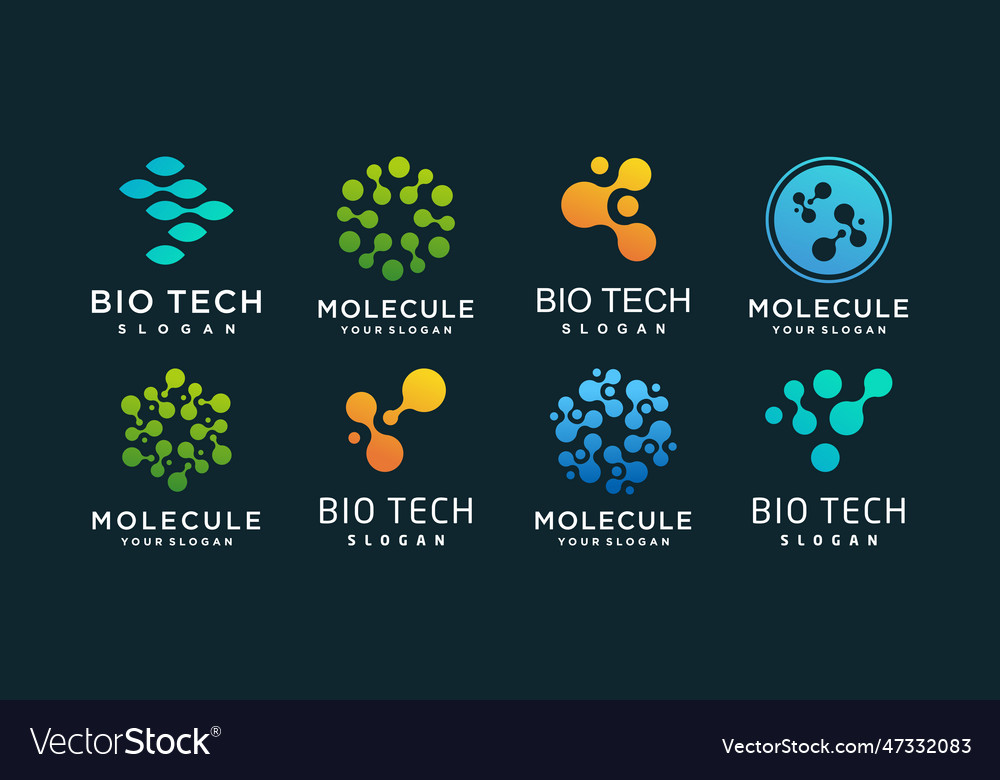 Set bio tech logo design simple concept premium Vector Image