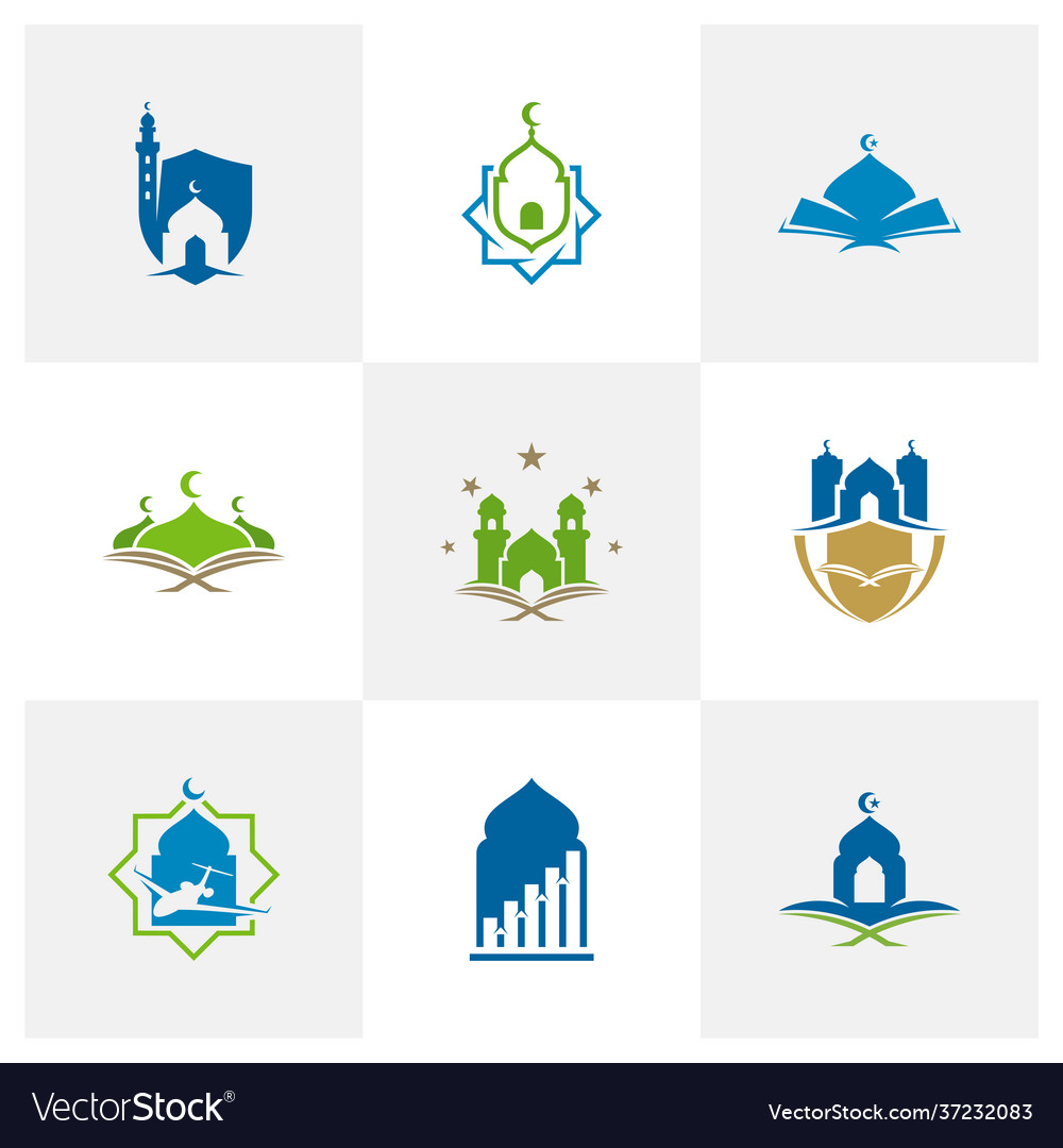 Set mosque logo design creative islamic Royalty Free Vector