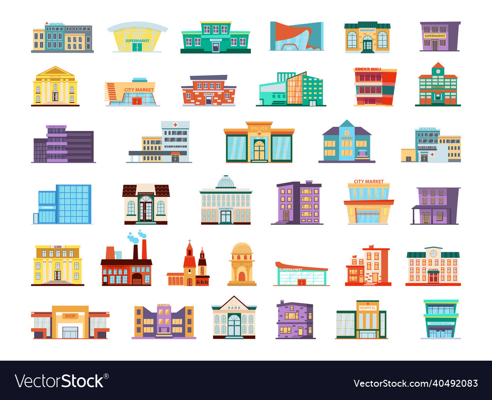 Set of city buildings Royalty Free Vector Image