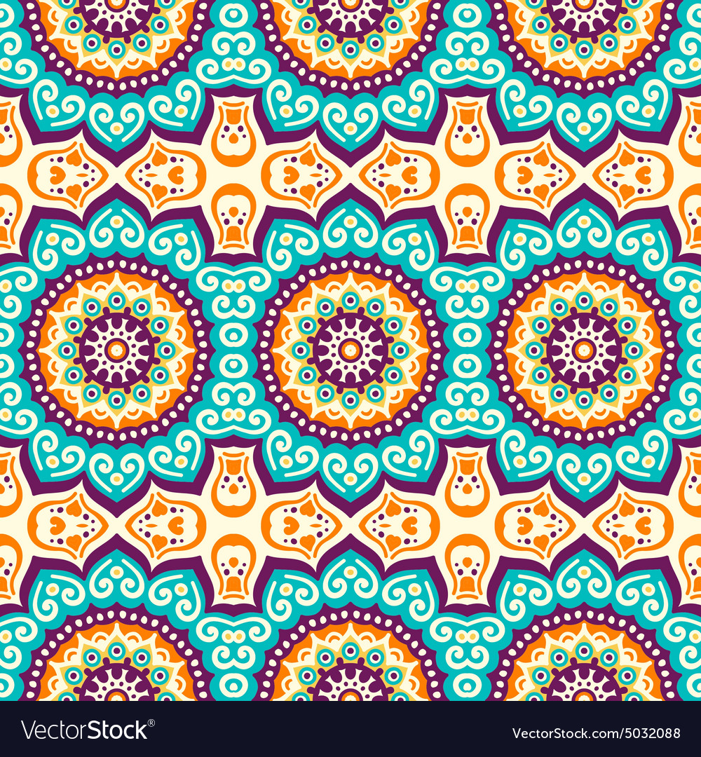 Ethnic Floral Seamless Pattern Royalty Free Vector Image