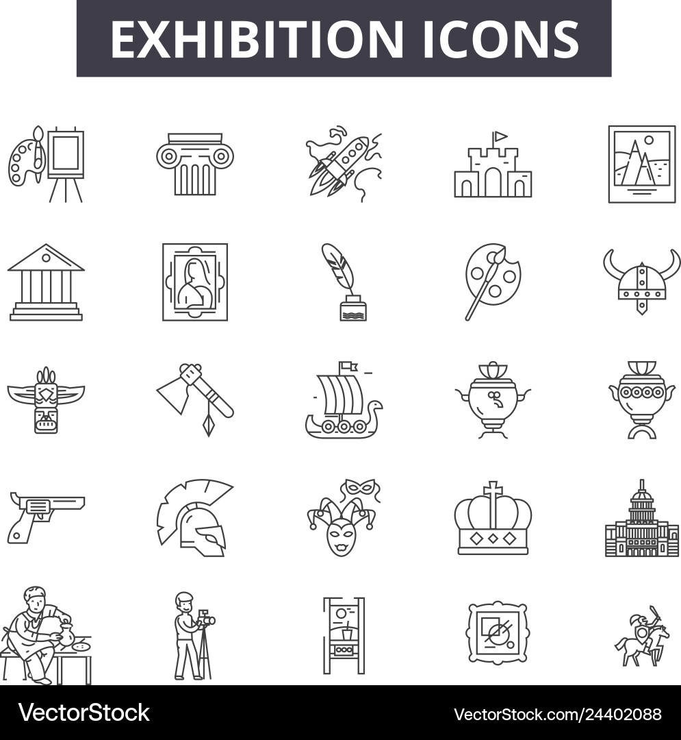 Exhibition line icons for web and mobile design Vector Image