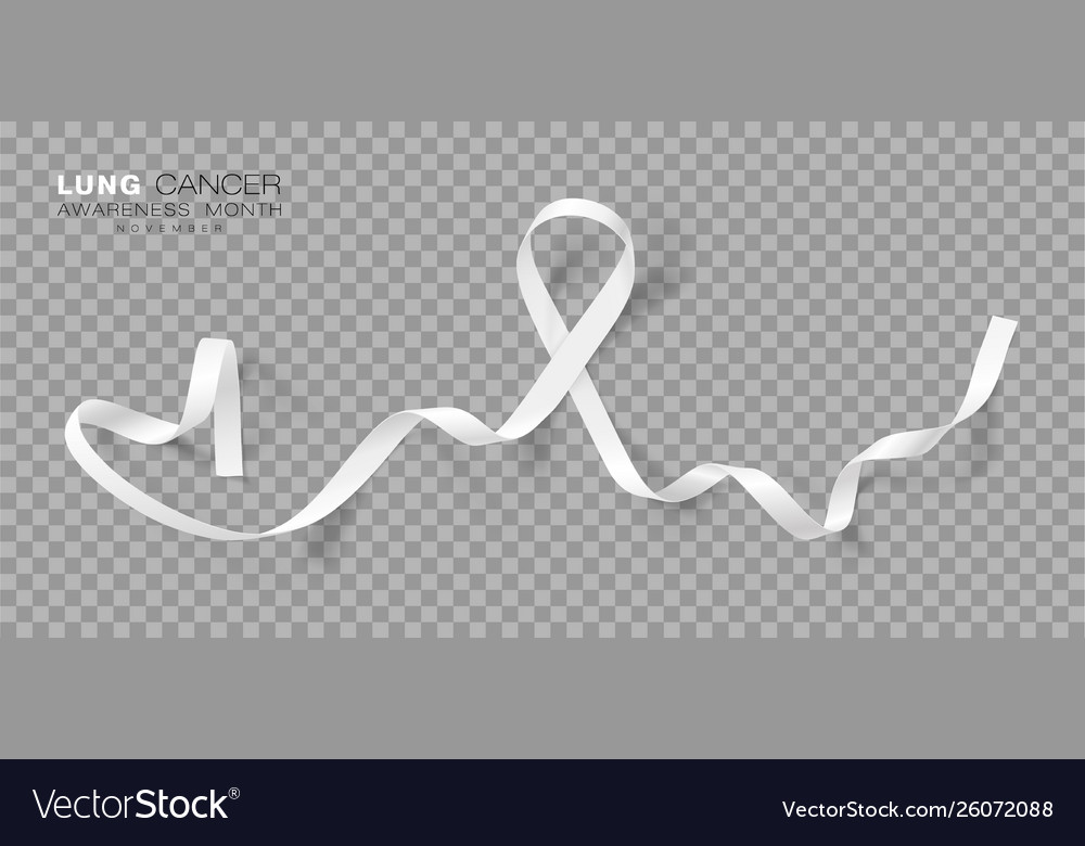 Lung Cancer Awareness Month White Color Ribbon Vector Image