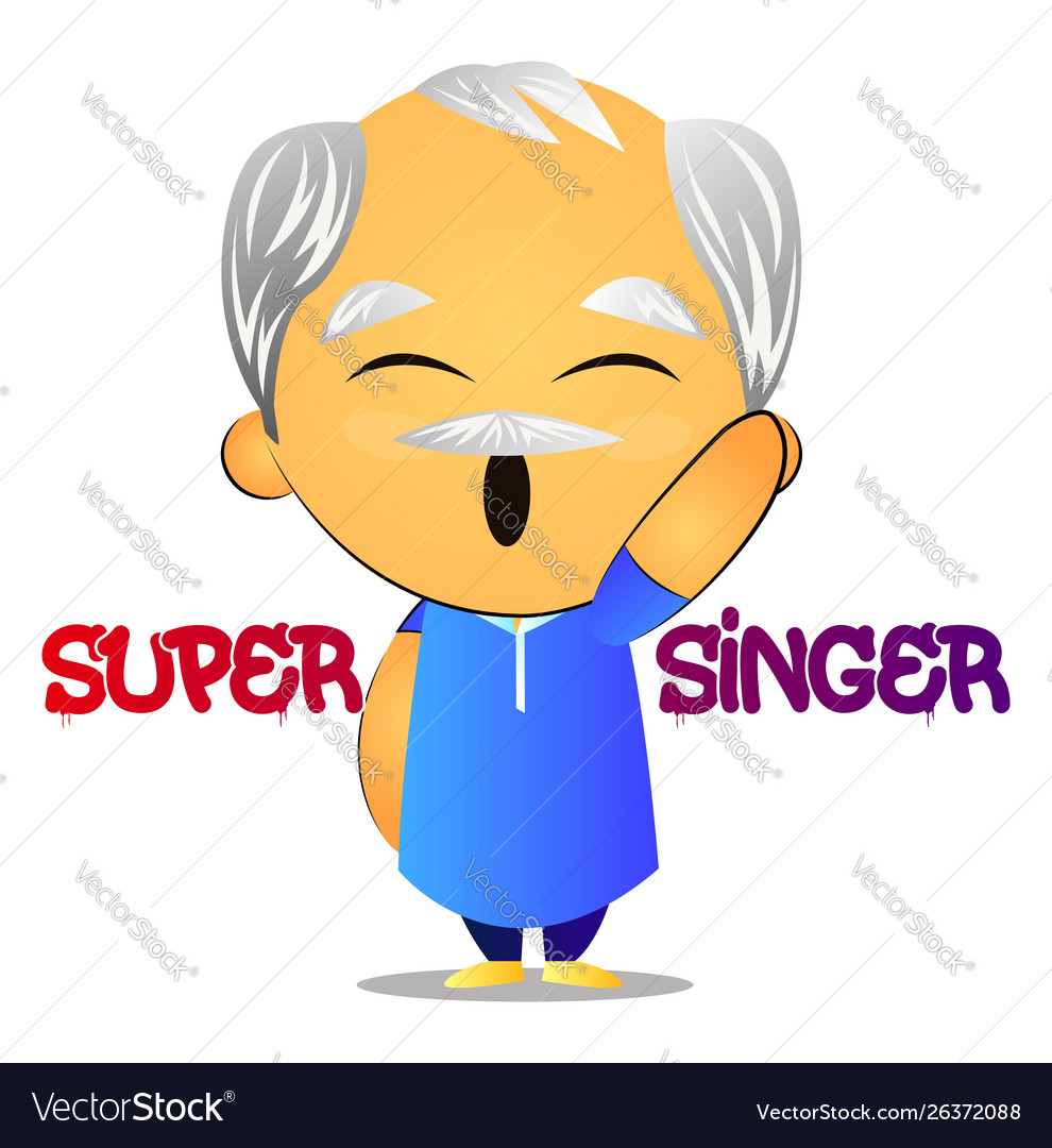 Old man super singer on white background Vector Image Old man super singer on white background Vector Image