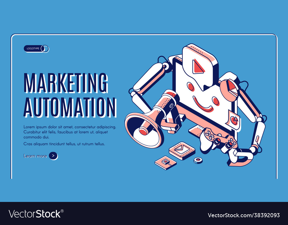 Digital marketing automation isometric web banner Vector Image