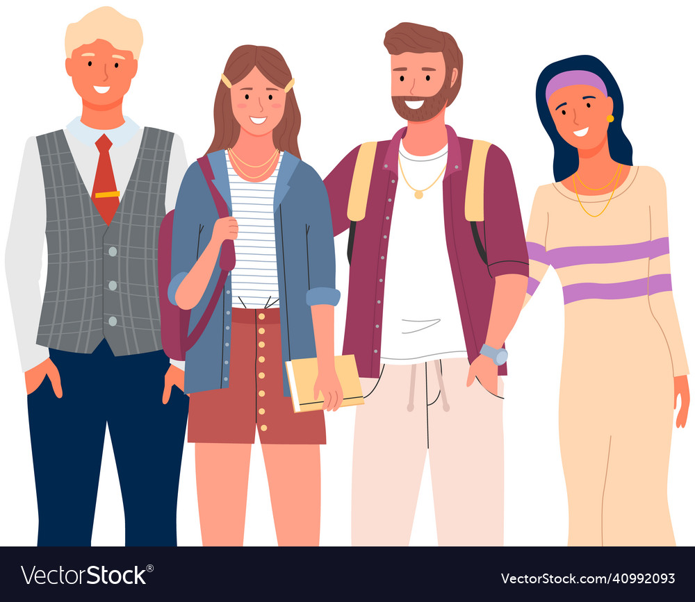 Diverse college university students standing Vector Image