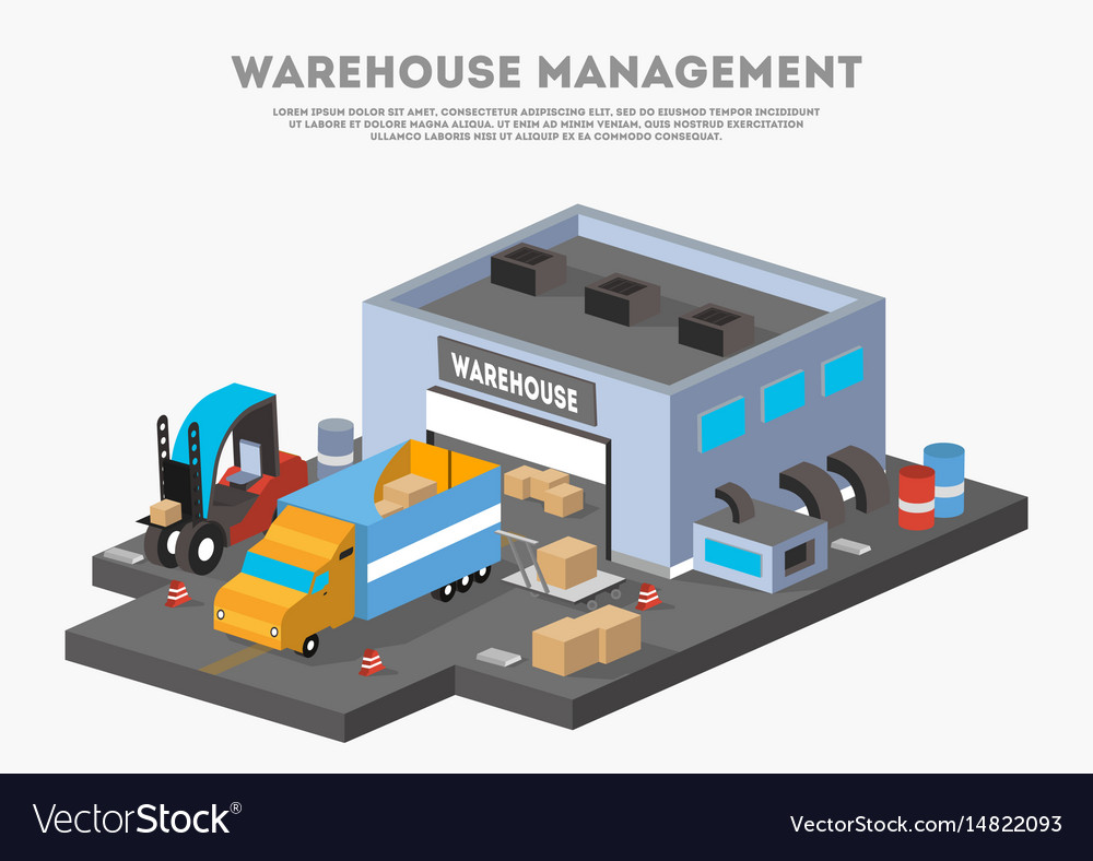 Warehouse Management Isometric Business Banner Vector Image
