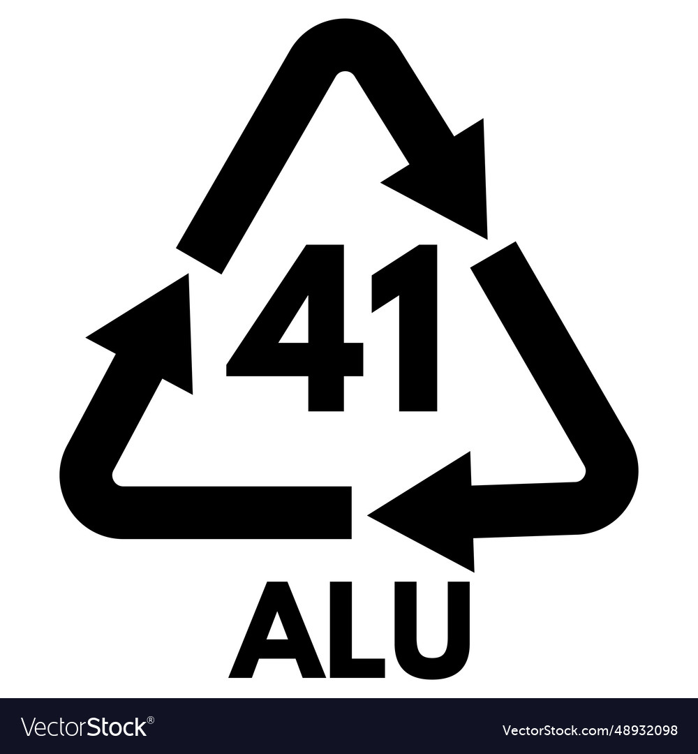 Aluminum recycling symbol alu 41 isolated Vector Image