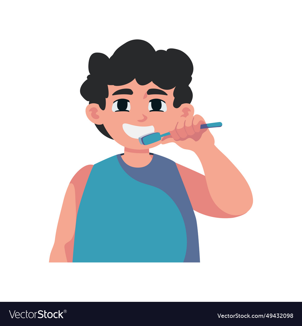 Boy brushing teeths Royalty Free Vector Image - VectorStock