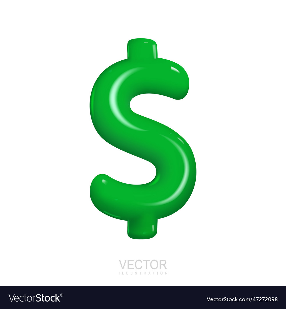 Green dollar symbol realistic 3d design Royalty Free Vector