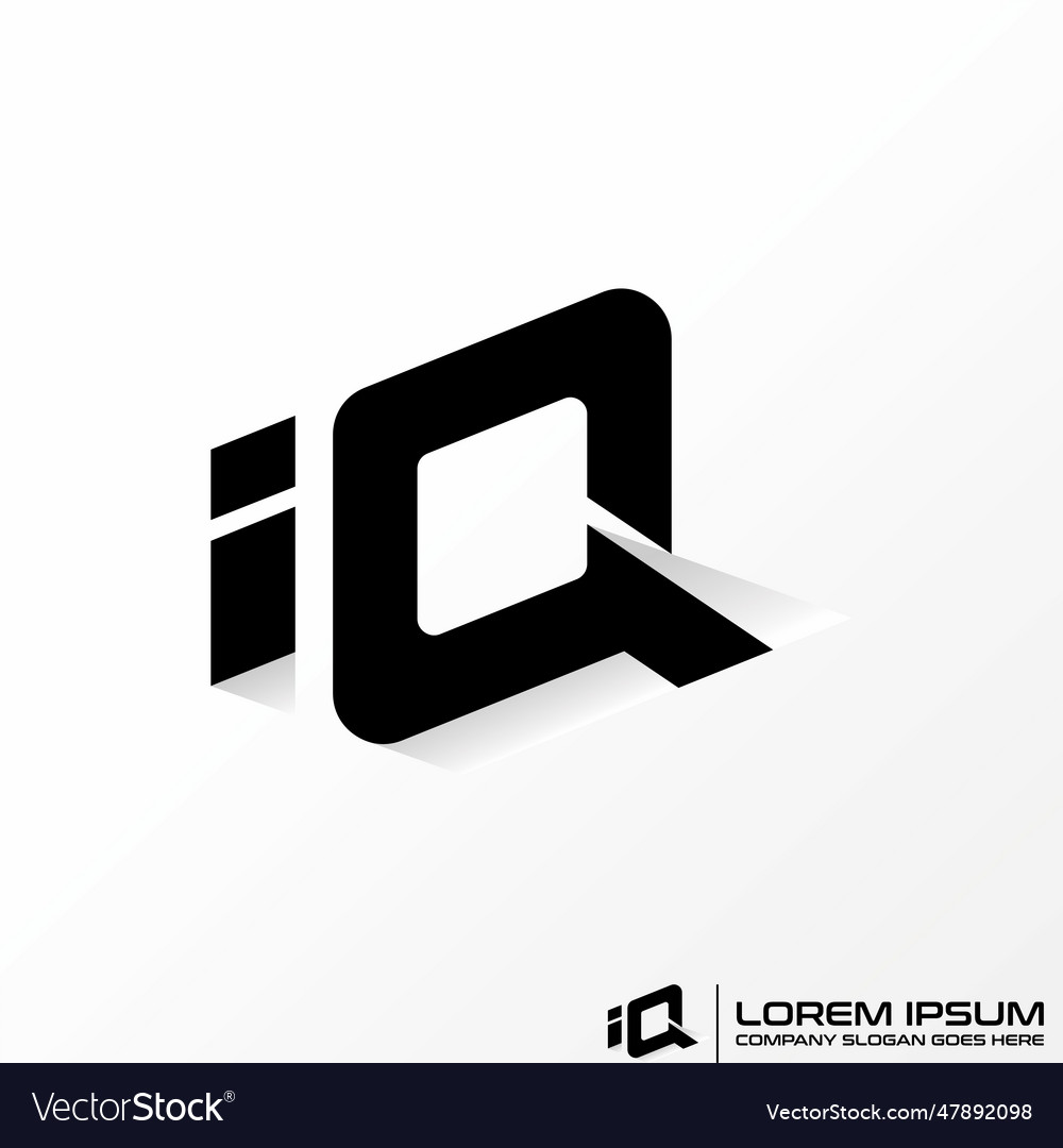 Letter iq font 3d with shadow monogram tech Vector Image