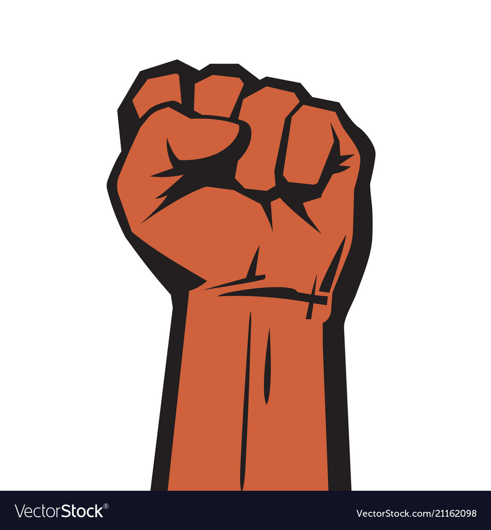 Raised Up Clenched Male Fist Icon Monochrome Stock Vector