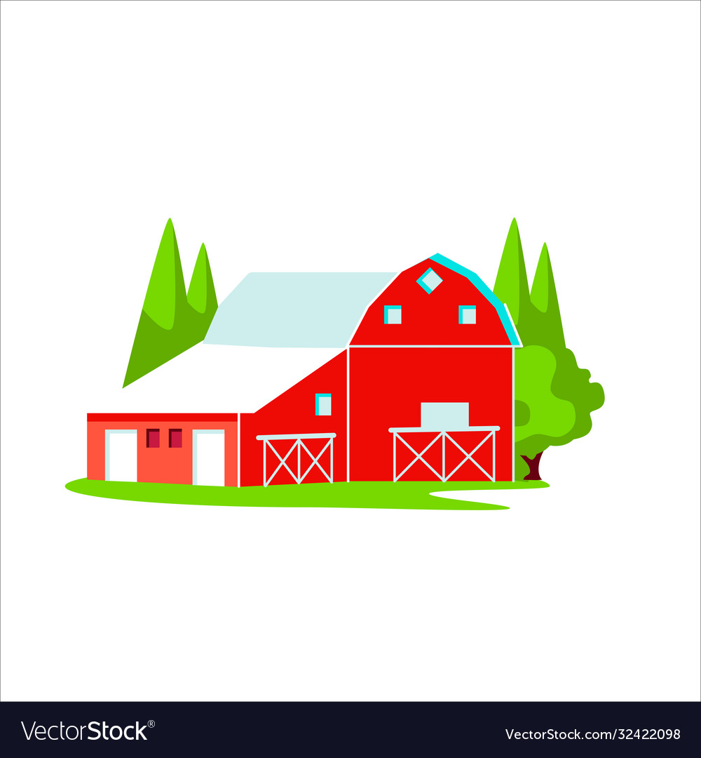 Red Wooden Farm Barn Royalty Free Vector Image