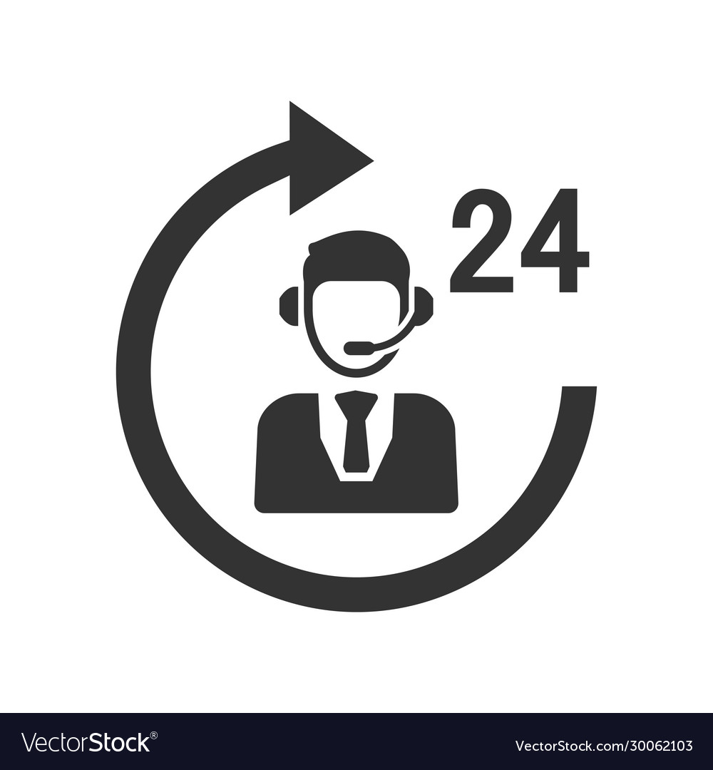 24 hour service icon Royalty Free Vector Image