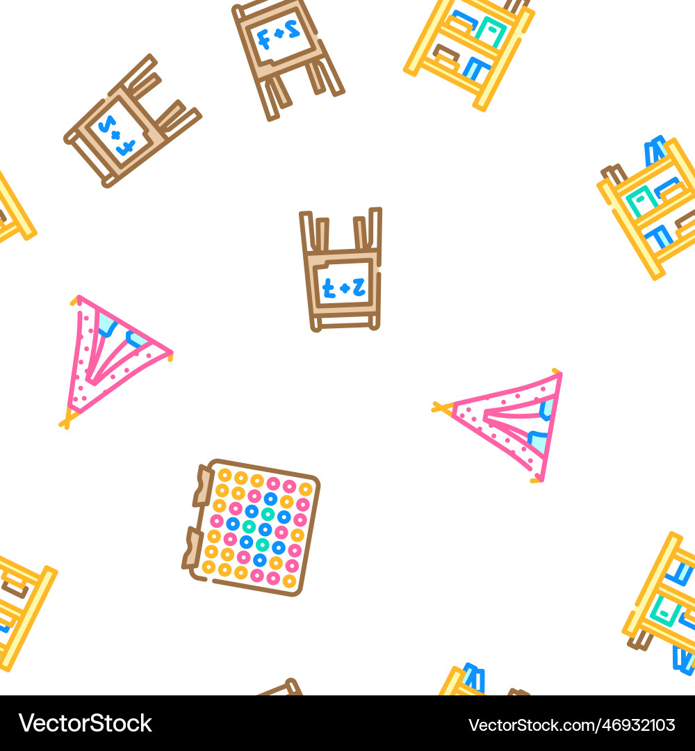 Bedroom room kid interior seamless pattern Vector Image