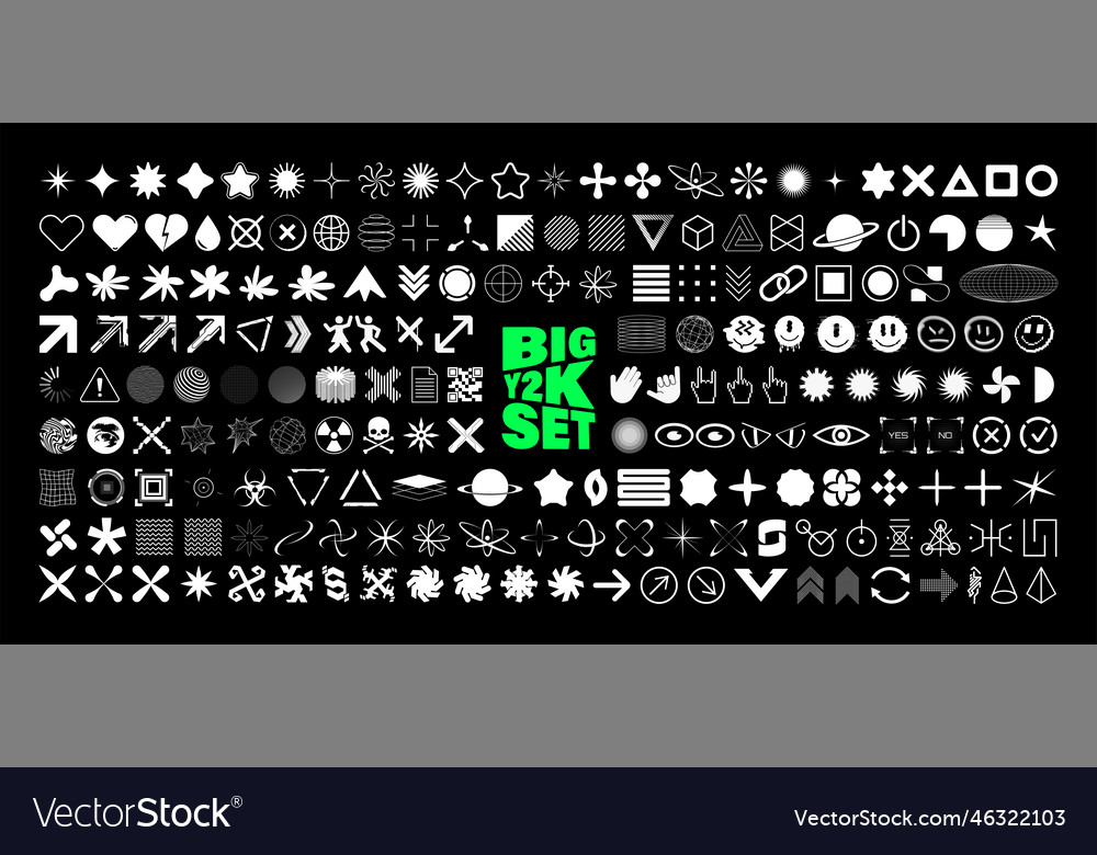 Y2k symbols retro star icons trendy acid rave Vector Image