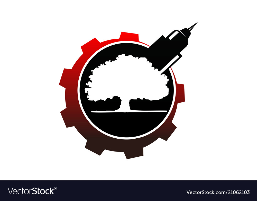 Tree gear cnc service Royalty Free Vector Image