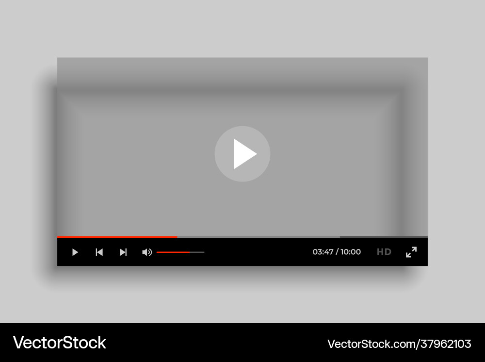 Video media player interface mockup template Vector Image