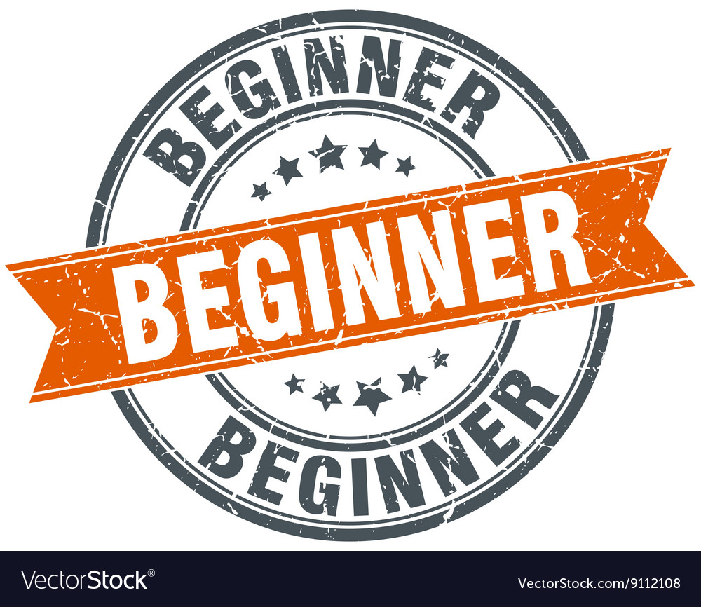  Beginner round orange grungy vintage isolated Vector Image