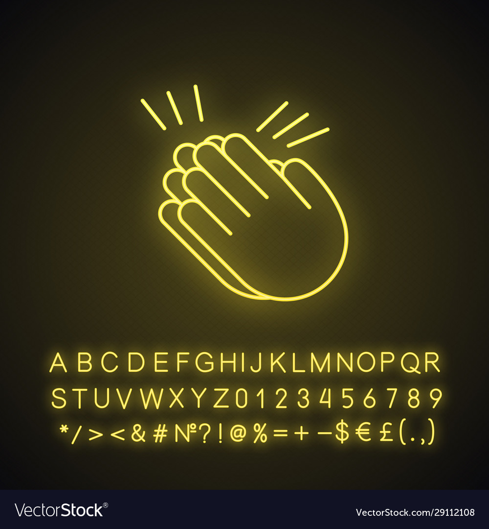 Clapping Hands Emoji Neon Light Icon Royalty Free Vector