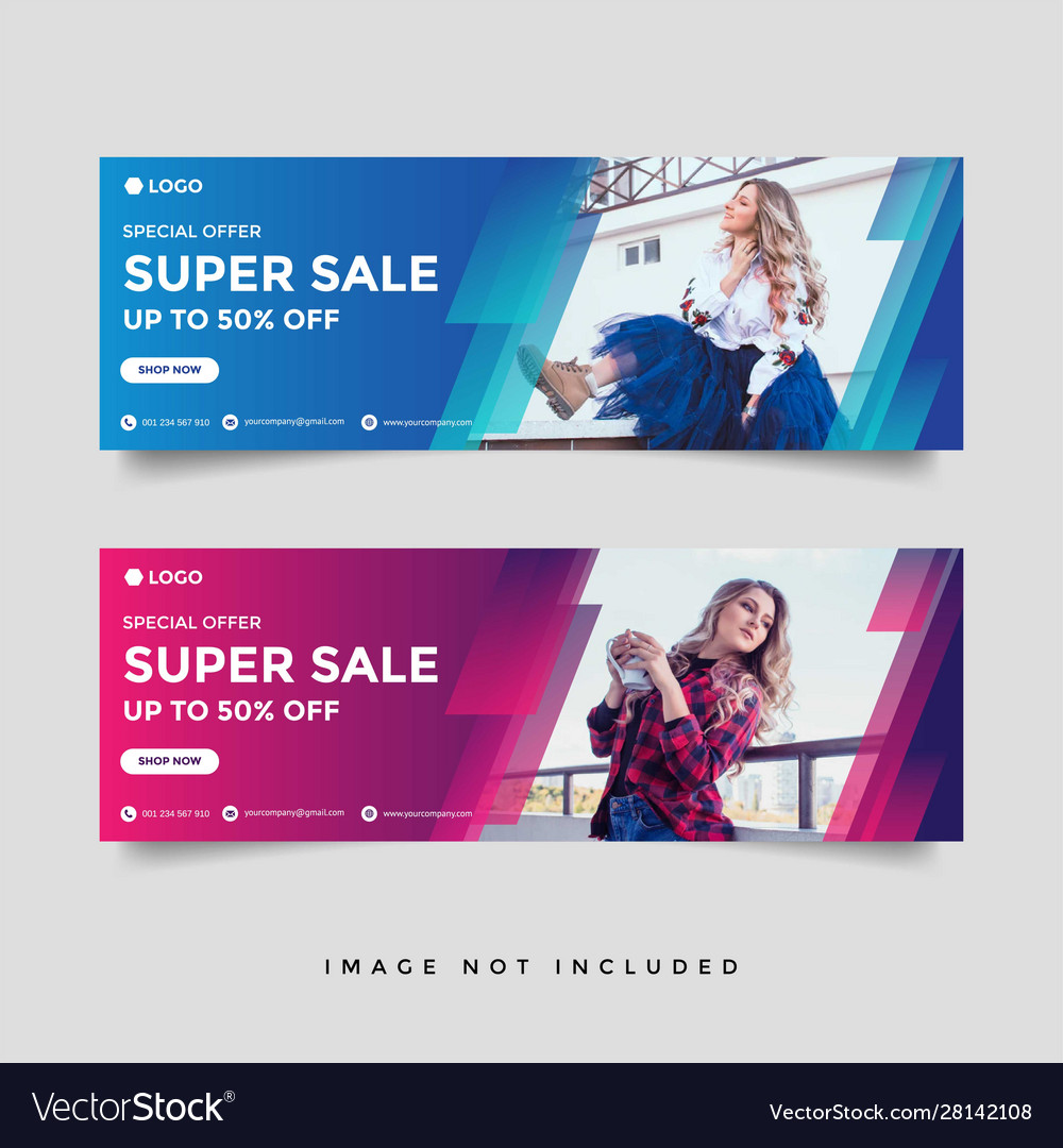 Fashion Sale Facebook Cover Banner Template Vector Image