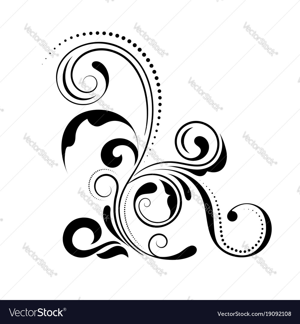 Download Floral corner design swirl ornament isolated on Vector Image